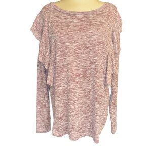 Maurices blouse long sleeves wide neckline ruffles on front glittery Sz X-Large